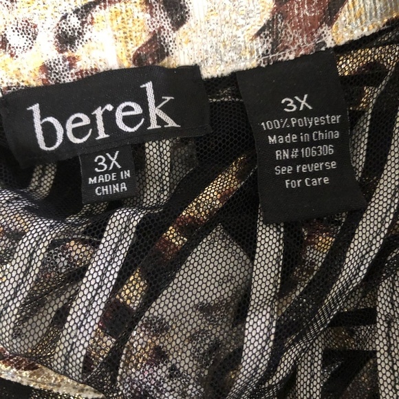 Berek Cocktail Blouse Zippered Sheer Mesh Black Gold Silver 3X - Picture 11 of 11